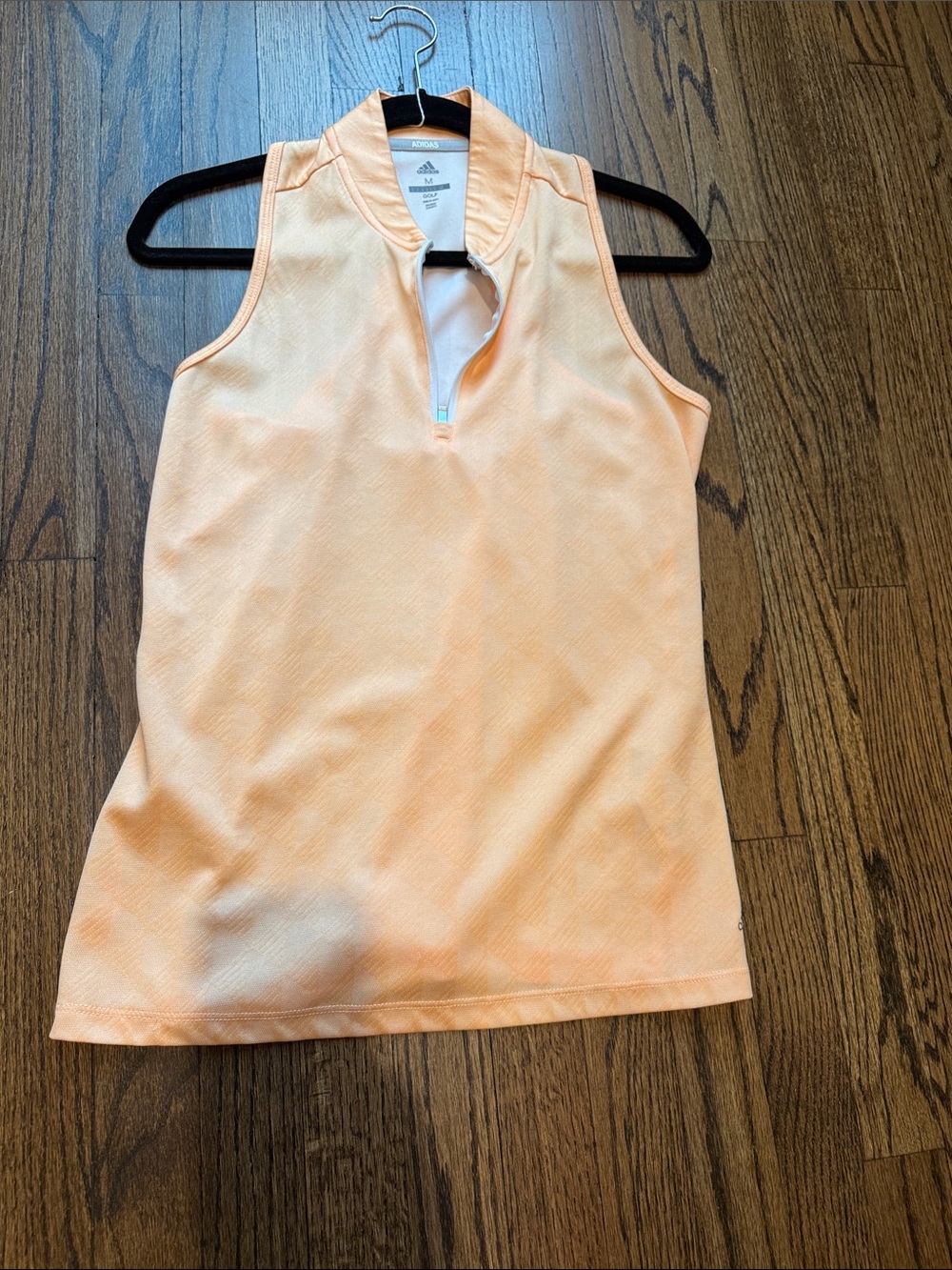 adidas Golf Peach Zip-Front Sleeveless Athletic Tank